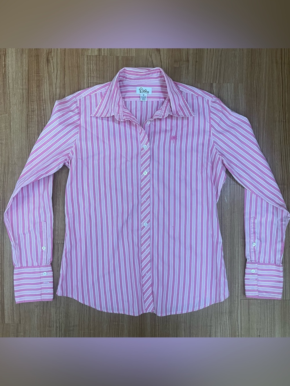 Lilly Pulitzer Pink and White Striped Button-Down Shirt